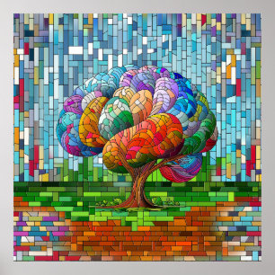 The Brain Tree Colourful Mosaic  Poster