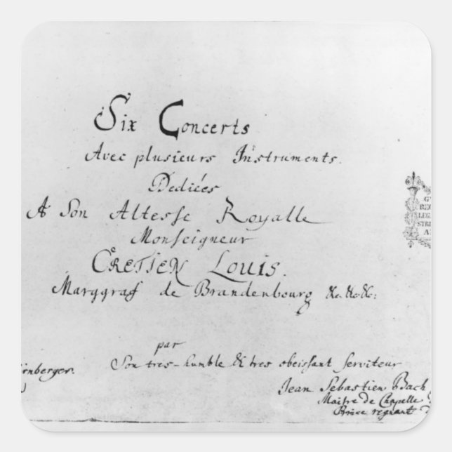 The Brandenburg Concertos, 1721 Square Sticker (Front)