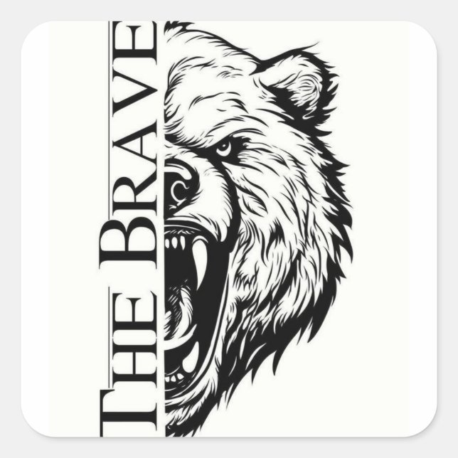 The Brave Bear Square Sticker (Front)