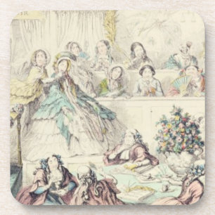 The Breach of Promise - cartoon hand coloured etch Coaster