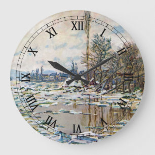 The Break Up of the Ice by Claude Monet Large Clock