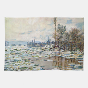 The Break Up of the Ice by Claude Monet Tea Towel