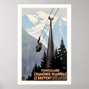 The Brevent Cable Car in Chamonix France Mountain Poster