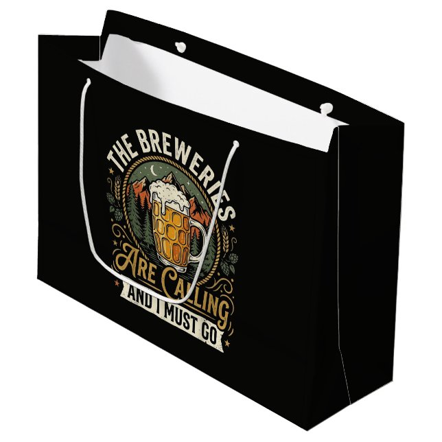 The Breweries are Calling and I Must Go Large Gift Bag (Front Angled)