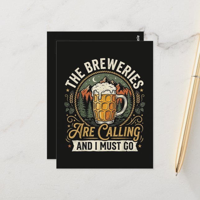 The Breweries are Calling and I Must Go Postcard (Front/Back In Situ)