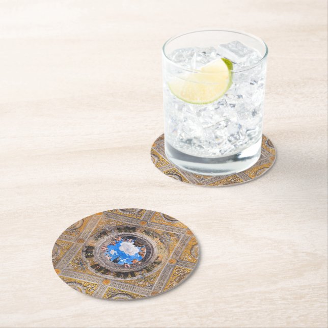 The Bridal Chamber, Ceiling by Andrea Mantegna  Round Paper Coaster (Insitu)