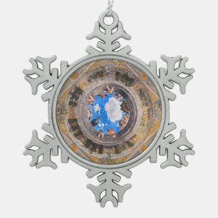 The Bridal Chamber, Ceiling by Andrea Mantegna  Snowflake Pewter Christmas Ornament