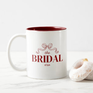 The Bridal Era   Red Ribbon Bow Sketch Wedding Two-Tone Coffee Mug