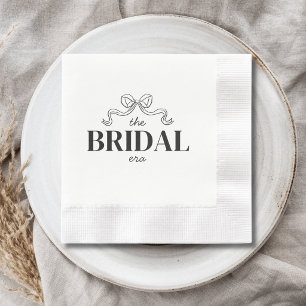 The Bridal Era Ribbon Bow Sketch Wedding Shower Napkin