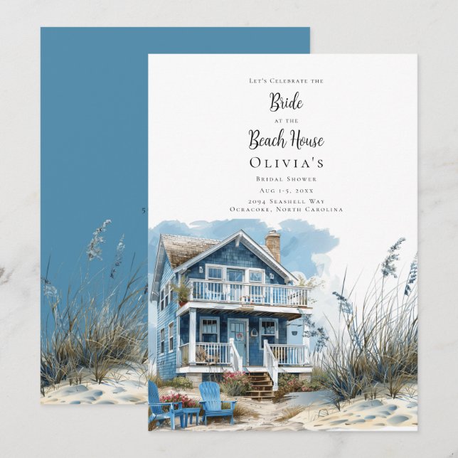 The Bride at the Beach House Bridal Shower Invitation (Front/Back)
