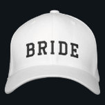 The Bride | Bachelorette Bold Modern Trendy Embroidered Hat<br><div class="desc">Bride super cute custom design which you can customise with the name of your bride for your bachelorette. The design features a contemporary athletic college font paired with a handwritten script style typography on the reverse in a modern minimalist casual style with simple black embroidery. This design is easy to...</div>
