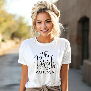 The Bride Black Script Personalised Wedding T-Shirt