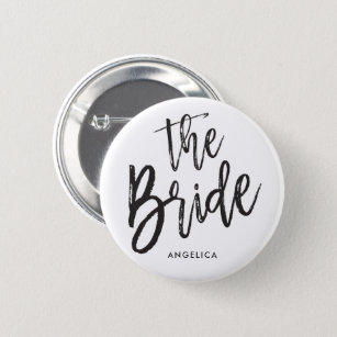 The Bride   Black Script Style Custom Wedding 6 Cm Round Badge