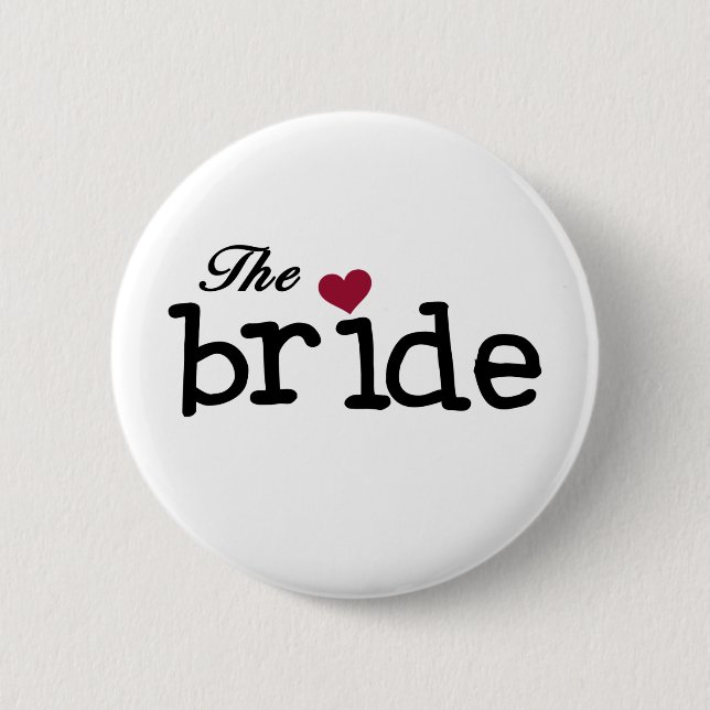 The Bride Black with Red Heart 6 Cm Round Badge (Front)