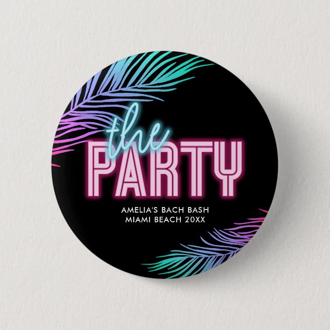 The Bride Blue & Pink Tropical Bach 6 Cm Round Badge (Front)