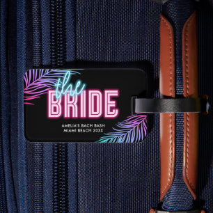 The Bride Blue & Pink Tropical Bach Luggage Tag