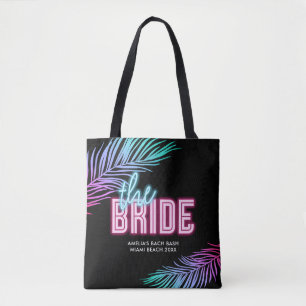The Bride Blue & Pink Tropical Bach Tote Bag