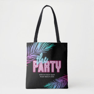 The Bride Blue & Pink Tropical Bach Tote Bag