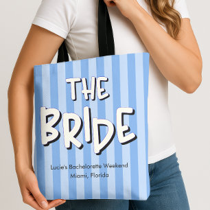 The Bride Blue Stripes Bachelorette Party Tote Bag