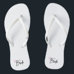 The Bride, Bride Themed Hens Party Thongs<br><div class="desc">Cute Thongs/ Flip Flop Design for the Bride,  great for relaxed beach wedding,  hens night or pre- wedding footwear,   This print is available on a variety or products in our store.  The bride tribe also available  Availble in pink,  blue black and white straps.
#bride #bridal footwear #bridethongs.</div>