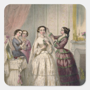 The Bride, engraved by J. Battannier, 1852-53 Square Sticker