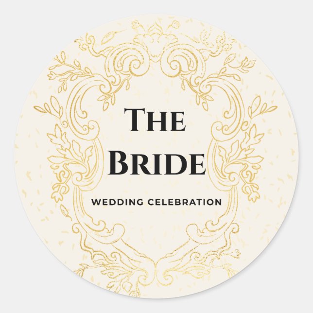 The Bride - Gold vintage frame sheet of stickers (Front)