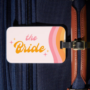 The Bride Groovy Pink & Orange Luggage Tag
