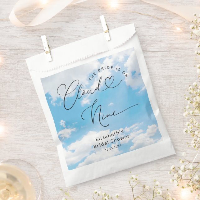 The Bride Is On Cloud 9 Bridal Shower Favour Bags (Clipped)