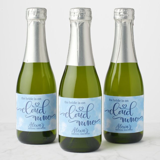 The Bride is on Cloud 9 Mini Sparkling Wine Label (Bottles)