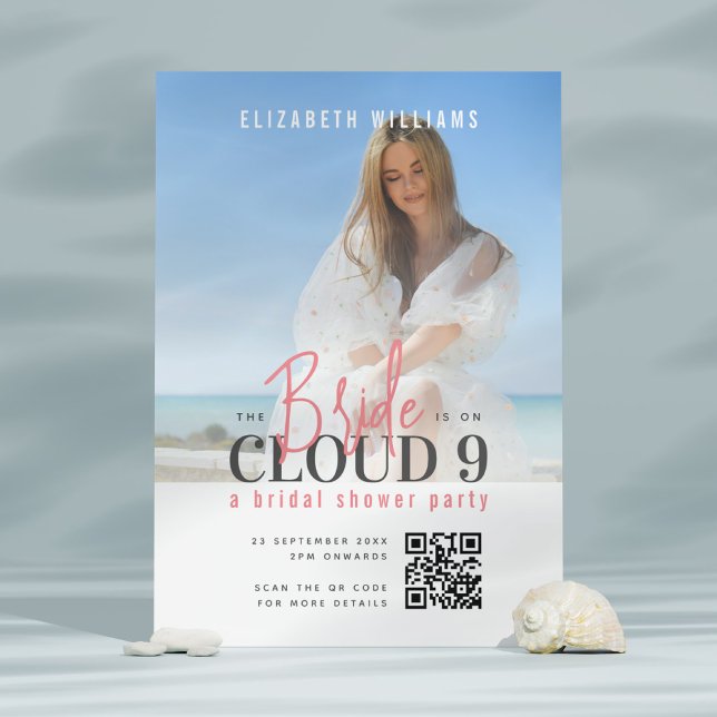 The Bride is On Cloud 9 QR Code Bridal Shower Invitation (Creator Uploaded)