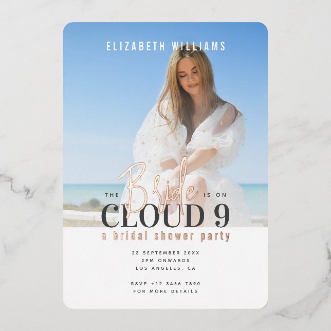 The Bride is On Cloud 9 with Photo Bridal Shower (Front)