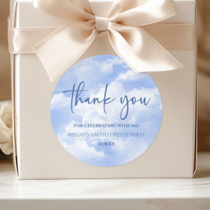 The Bride Is On Cloud Nine Blue Bachelorette Party Classic Round Sticker