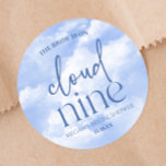 The Bride Is On Cloud Nine Blue Bridal Shower Classic Round Sticker<br><div class="desc">These are The Bride Is On Cloud Nine Bridal Shower Favour Stickers!</div>