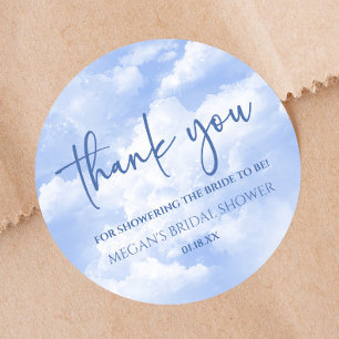 The Bride Is On Cloud Nine Blue Bridal Shower Classic Round Sticker