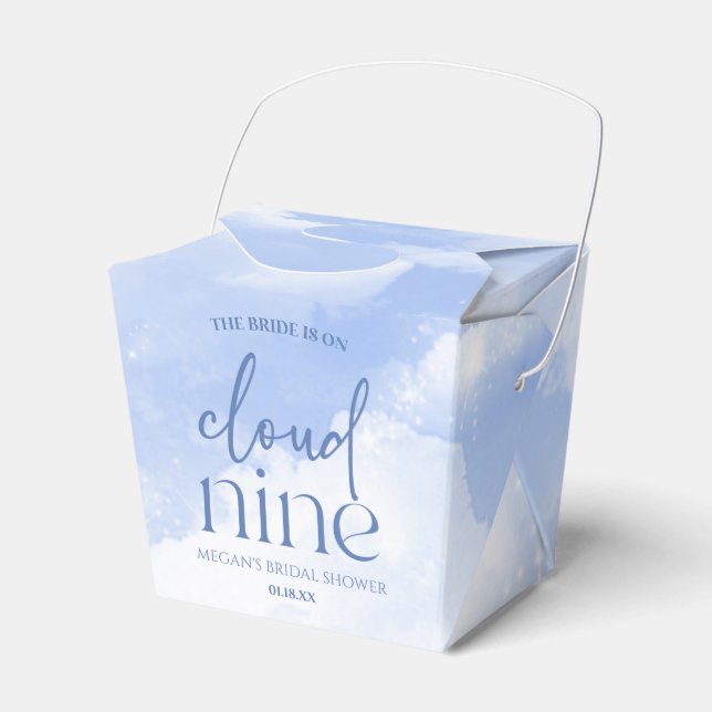 The Bride Is On Cloud Nine Blue Bridal Shower Favour Box (Front Side)