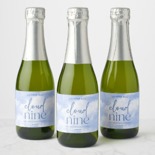The Bride Is On Cloud Nine Blue Bridal Shower Sparkling Wine Label