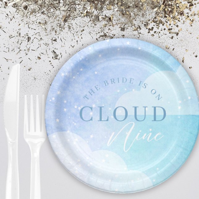 The Bride is on Cloud Nine Bridal Shower  Paper Plate (Creator Uploaded)