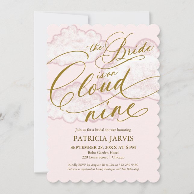 The Bride Is On Cloud Nine Modern Bridal Shower Invitation (Front)