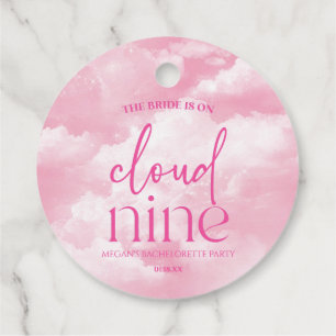 The Bride Is On Cloud Nine Pink Bachelorette Party Favour Tags