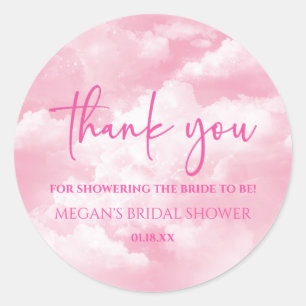 The Bride Is On Cloud Nine Pink Bridal Shower Classic Round Sticker
