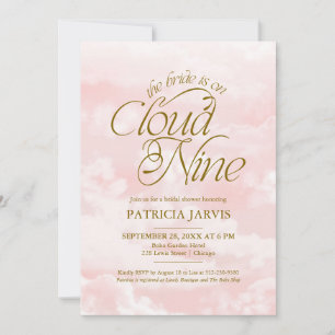 The Bride Is On Cloud Nine Pink Gold Bridal Shower Invitation