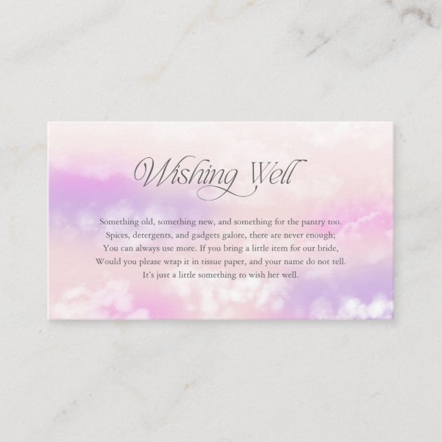 The Bride Is On Cloud Nine Wishing Well Enclosure Card (Front)