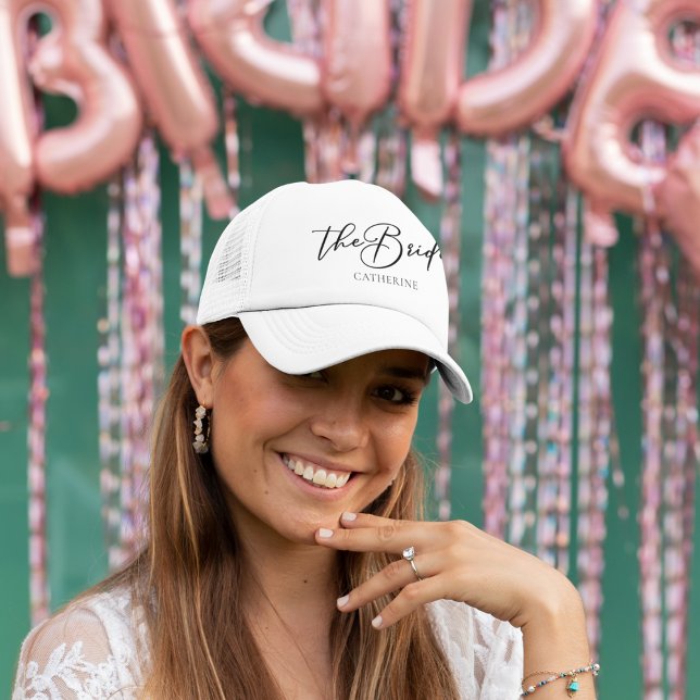 The Bride Personalised Chic Minimalist Wedding Trucker Hat (Creator Uploaded)