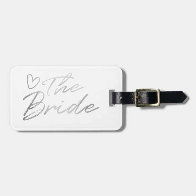 The Bride - Silver faux foil luggage tag (Front Horizontal)