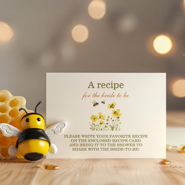The bride to bee floral shower Recipe Enclosure Card (Creator Uploaded)