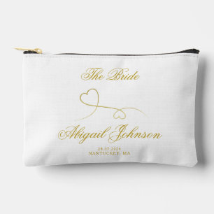 The Bride - Two Elegant Gold Hearts Accessory Pouch