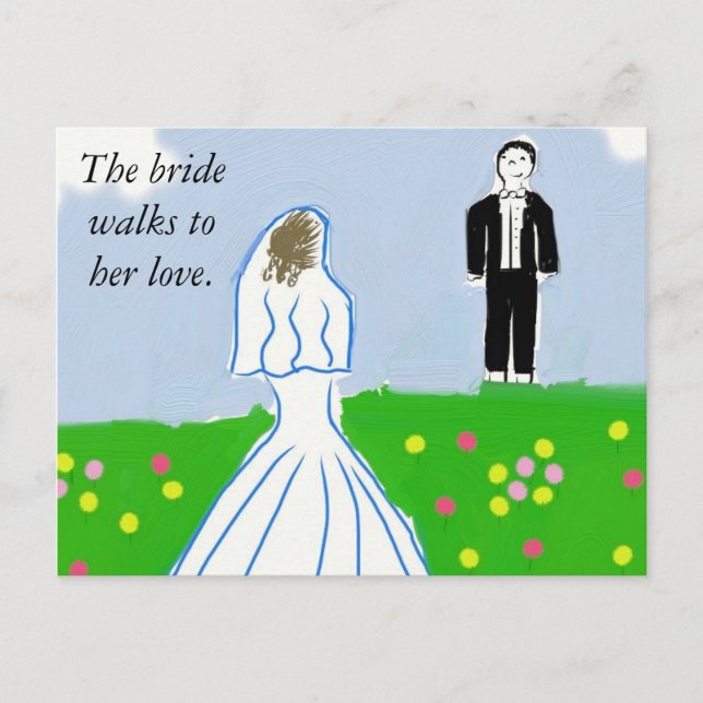 The bride walks toher love. postcard (Front)