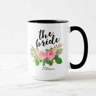 The Bride Watercolor Floral Personalised Mug