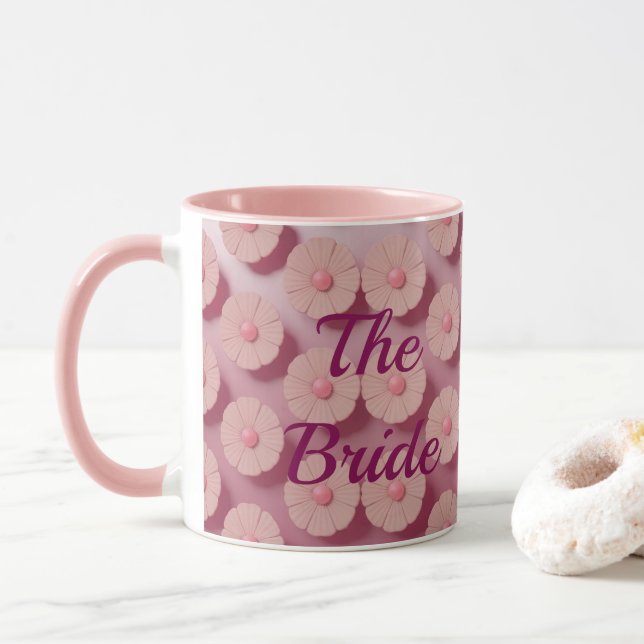 The Bride Wine Pink Daisies Combo Mug (With Donut)