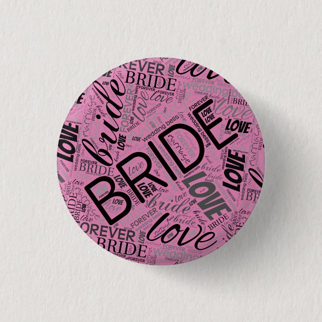 The Bride Word Cloud Black ID253 3 Cm Round Badge (Front)